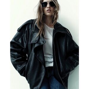VIRAL YSL vibe Zara Oversized Black Leather Jacket